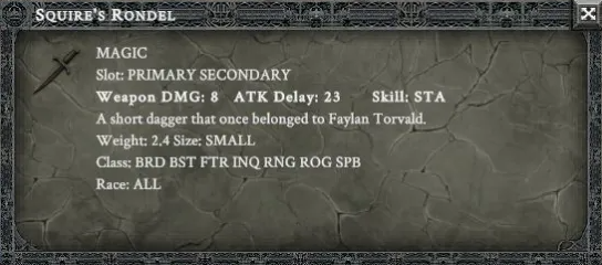 SQUIRE'S RONDEL item card